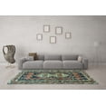 thumbnail image 3 of Ahgly Company Indoor Round Southwestern Light Blue Country Area Rugs, 5' Round, 3 of 4