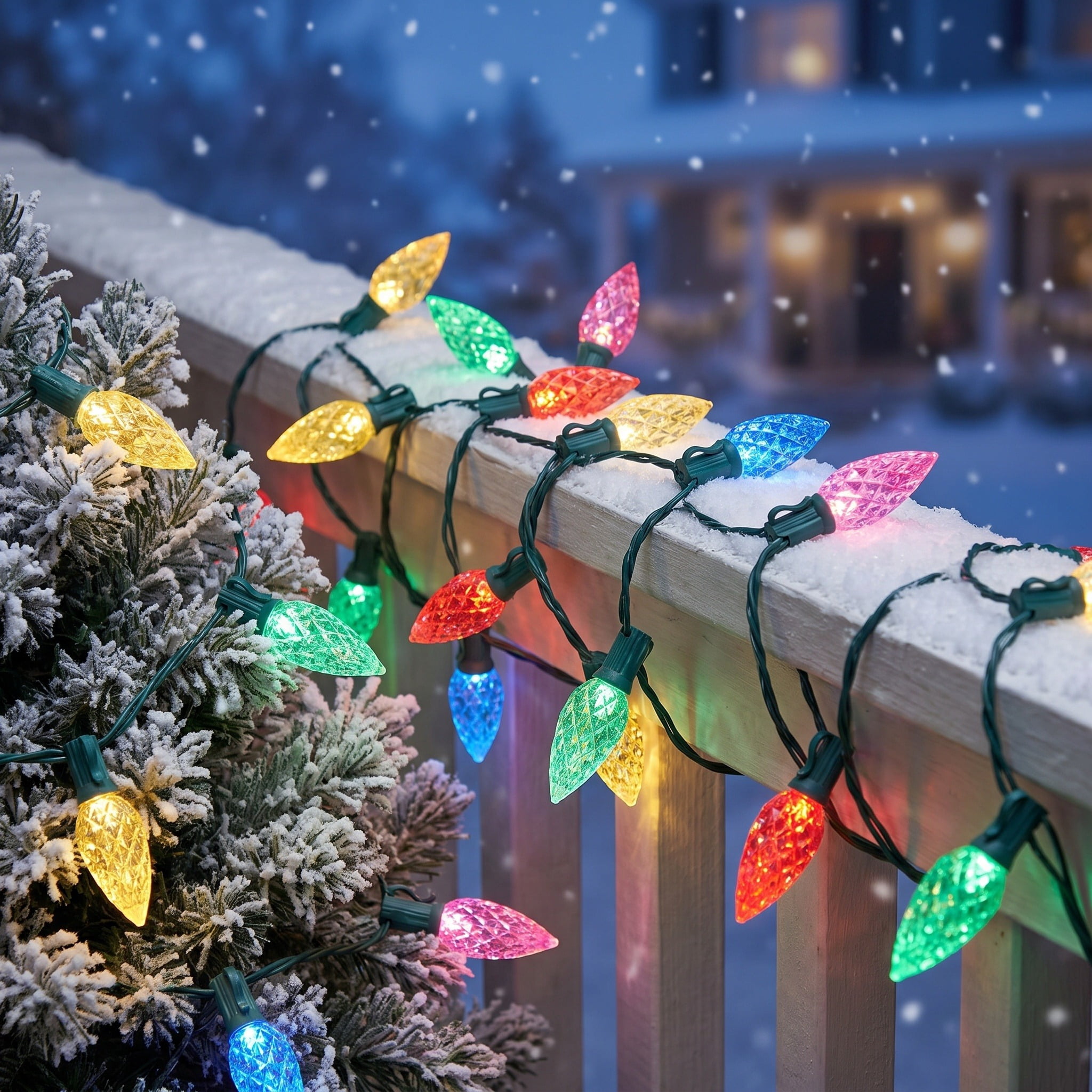 Indoor/Outdoor 60-Count LED Teardrop C6 Christmas String Lights, Multicolor, Green Wire, 19.7', by Holiday Time