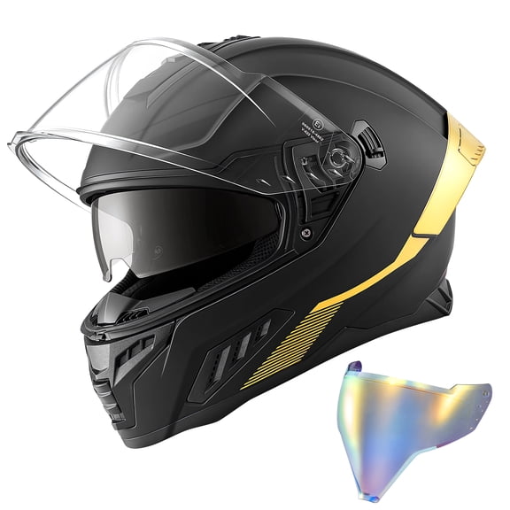 VEVOR Full Face Motorcycle Helmets, Dual-Visor Motorcycle Street Bike Helmet, Lightweight Comfortable Motocross Dirt Bike Helmet for Adults Men and Women - DOT & ECE Approved (XL Size)