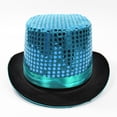 thumbnail image 2 of LEKODE Top Hat Sequin Hat Wide Brim Hats for Men Fisherman Cap Mens Top Hats Women's Hats Womans Hat Sky Blue One Size, 2 of 3