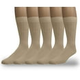 thumbnail image 1 of EMEM Apparel Women's Ladies Plus Size Casual Soft Ribbed Cotton Knit Classic Mid Calf Crew Dress Hosiery Socks 5-Pack Khaki 10-13, 1 of 5