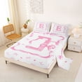 thumbnail image 2 of Erosebridal Cartoon Bowknot Girls Full Size Sheets, Monogrammed E Bed Sheets, White Pink, 4-Piece, 2 of 5