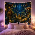 thumbnail image 2 of Lantern Animal Forest Path with Mushroom House and Waterfall, Cozy Fantasy Style for Animal Lovers, Wall Decor, Housewarming Gift, Tapestry Wall Hanging for Bedroom and Dorm, 2 of 7