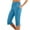 Sky Blue, variant on Besolor Capris Pants for Women Solid Color Elastic Waist Button Stretch Drawstring Summer Pants with Pockets