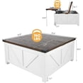 thumbnail image 2 of ChVans 35.6" Square Lift Top Coffee Table, Farmhouse Coffee Table with Storage & Charging Ports, Wood Center Table w/Large Hidden Space for Living Room Home Office, 2 of 9