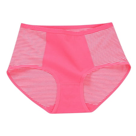 Virmaxy Womens Briefs Mid-Waist Seamless Lace Cotton Underwear Alluring Lace Breathable Soft Transparent Underwear Panties Watermelon Red One Size