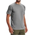 thumbnail image 4 of Camisas de Manga Corta de los Hombres Verano Color Sólido de Montaje Deportivo Tren Cuello Redondo para el Ejercicio Y Diario, 4 of 4