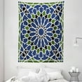 thumbnail image 1 of Arabic Tapestry, Mandala Inspired Arabesque Floral Figure Oriental Antique Decor, Wall Hanging for Bedroom Living Room Dorm Decor, 60W X 80L Inches, Dark Blue Olive Green Black, by Ambesonne, 1 of 2