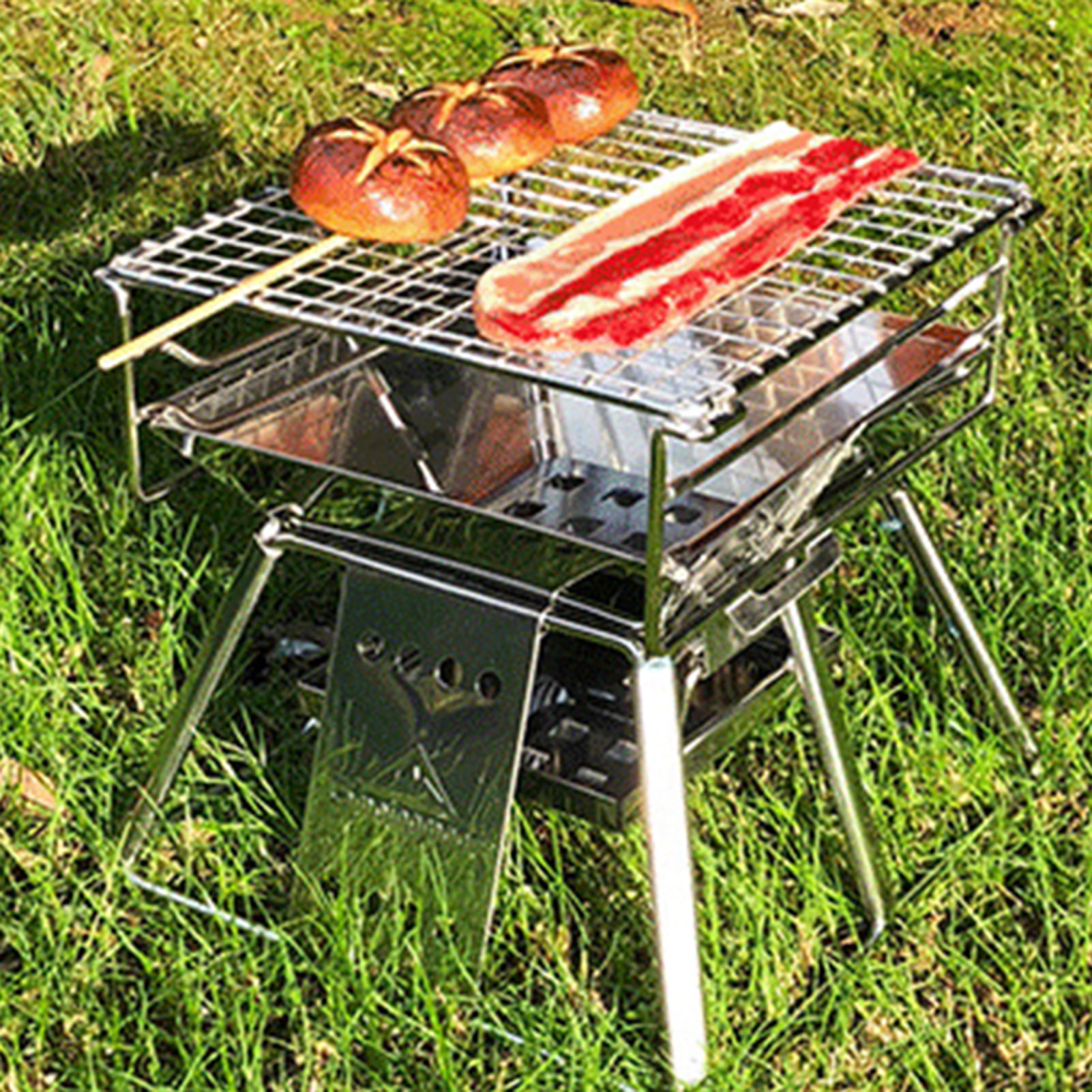 Portable Camping Beach Folding BBQ Barbecue Grill Support Stand Stove Rack 