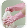 thumbnail image 5 of JeashCHAT Rubber Kitchen Dishwashing Gloves, 1 Pair Reusable Long Cuff Household Cleaning Gloves, Non-Slip Waterproof Household Gloves for Kitchen Bathroom, Large, 5 of 6