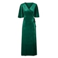 thumbnail image 4 of SMihono Robe d'Été Bohème pour Femmes Grande Taille Mode Décontractée Printemps et Été Fendue Col en V Manches Courtes, 4 of 6