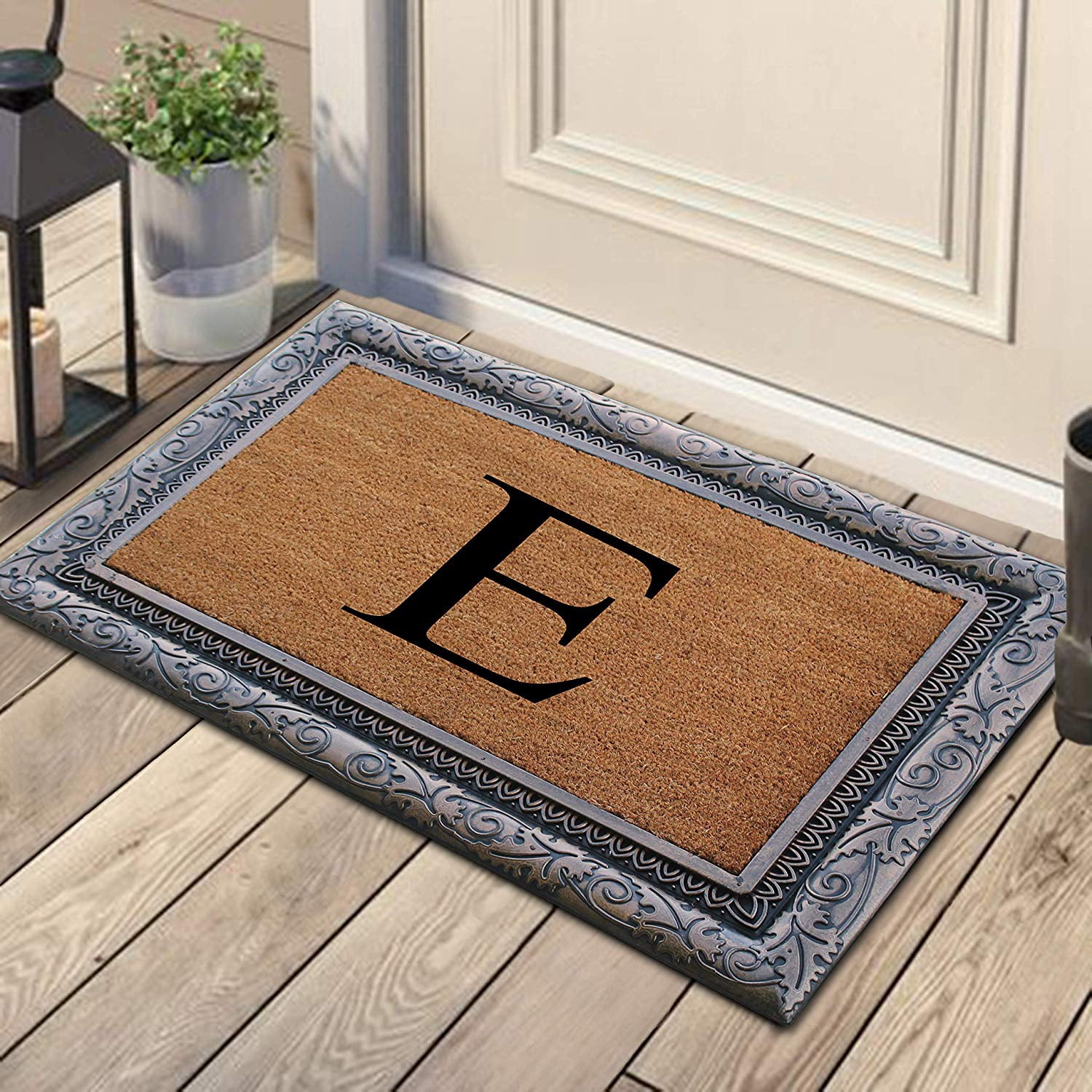 A1HC First Impression Rubber and Coir Albena 24" X 36" Bronze Finished Heavy Duty Monogrammed Doormat