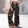 thumbnail image 6 of Dress Pants Women Petite High Waisted Wide Leg Summer Beach Vacation Pants Boho Lounge Casual Palazzo Trousers, 6 of 8
