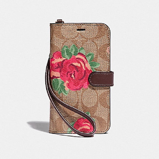 Coach Signature Canvas with Neon Flower Print Phone Folio Case for iPhone Xs Max Walmart