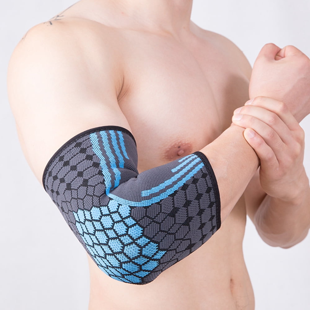 Elbow Brace Compression Sleeve Arm Support Sleeves Forearm for,Arthritis, Workout, Weight lifting-blue-XL code