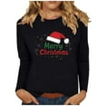 thumbnail image 2 of Odbmxy Christmas Tshirts for Women Long Sleeve Tunic Women's Plus Size Tops Leisure Graphic Loose Party Black Tops, 2 of 6