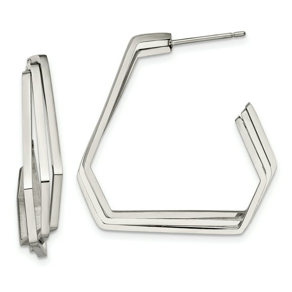 Primal Steel Stainless Steel Geometric Post J Hoop Earrings