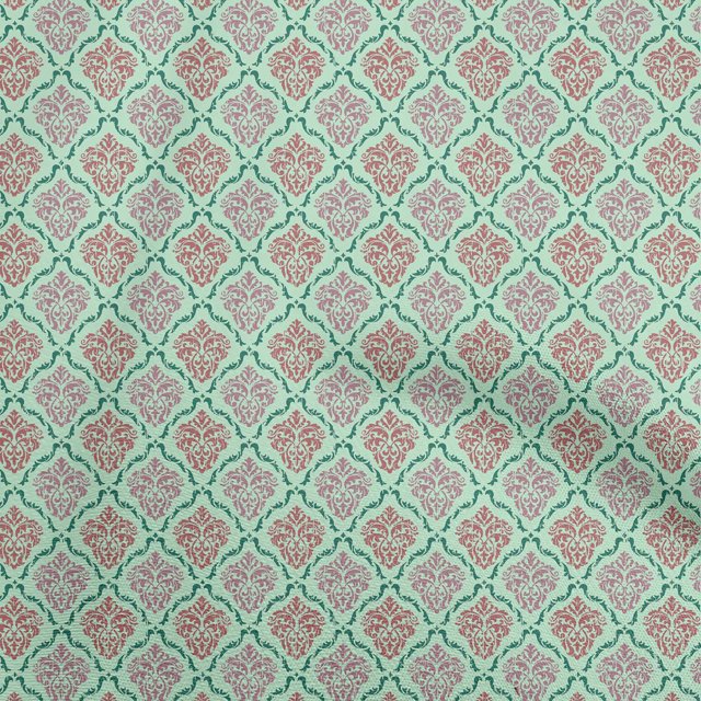 oneOone Georgette Viscose Mint Green Fabric Asian Suzani Craft Projects Decor Fabric Printed By The Yard 42 Inch Wide