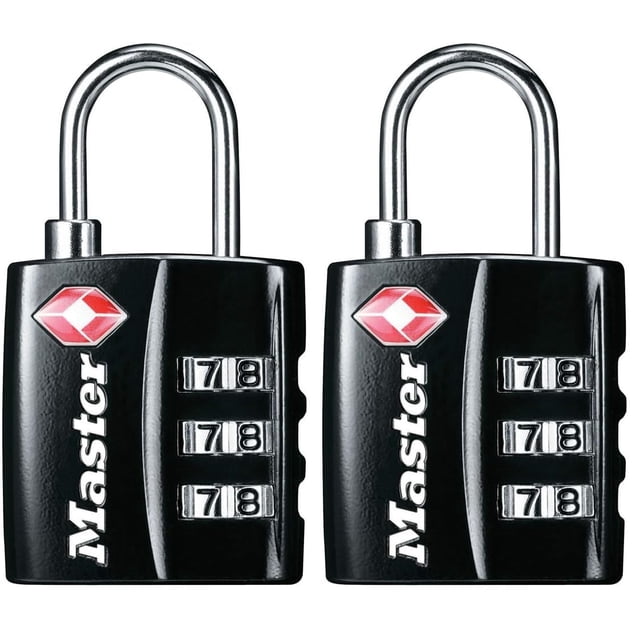 Candado para equipaje Master Lock 4680DBLK negro aprobado por la TSA, paquete de 2