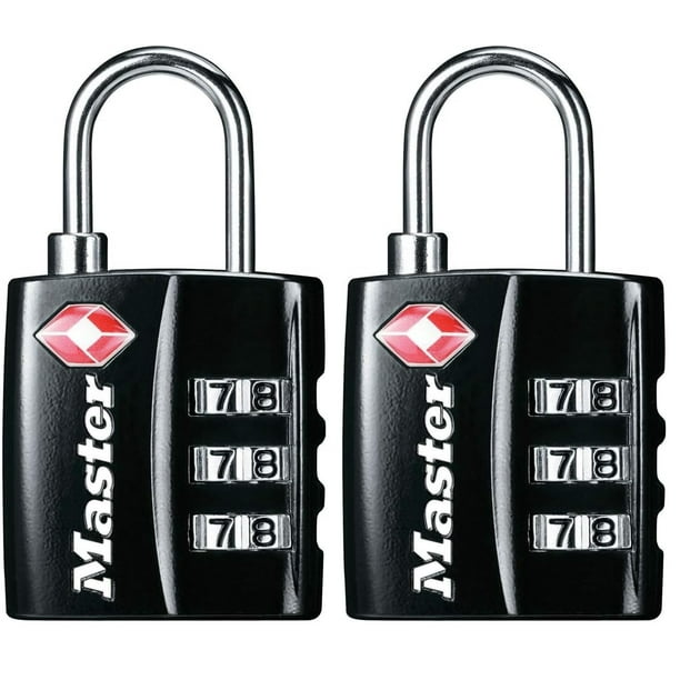Candado para equipaje Master Lock 4680DBLK negro aprobado por la TSA, paquete de 2