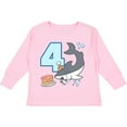 thumbnail image 3 of Inktastic 4th Birthday Shark with Cake Boys or Girls Long Sleeve Toddler T-Shirt, 3 of 5