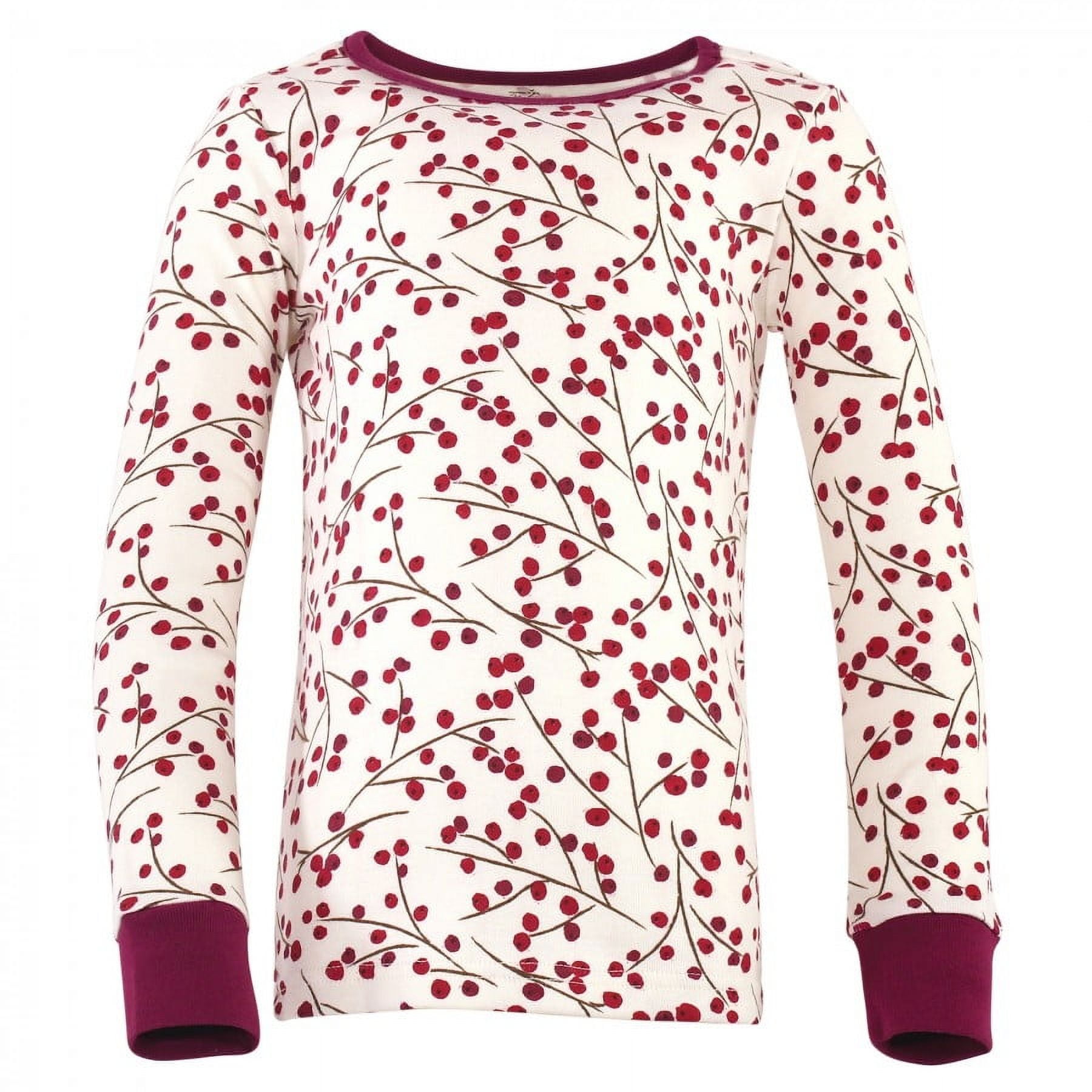 Touched by Nature Baby Girl Organic Cotton Tight-Fit Pajama Set, Berry Branch, 6-12 Months