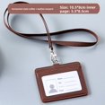 thumbnail image 1 of Neutral Minimalist Style PU Leather Protective Sleeve for ID Card Work Badge Student School Name Tag Lanyard Buckle Home Use, 1 of 5