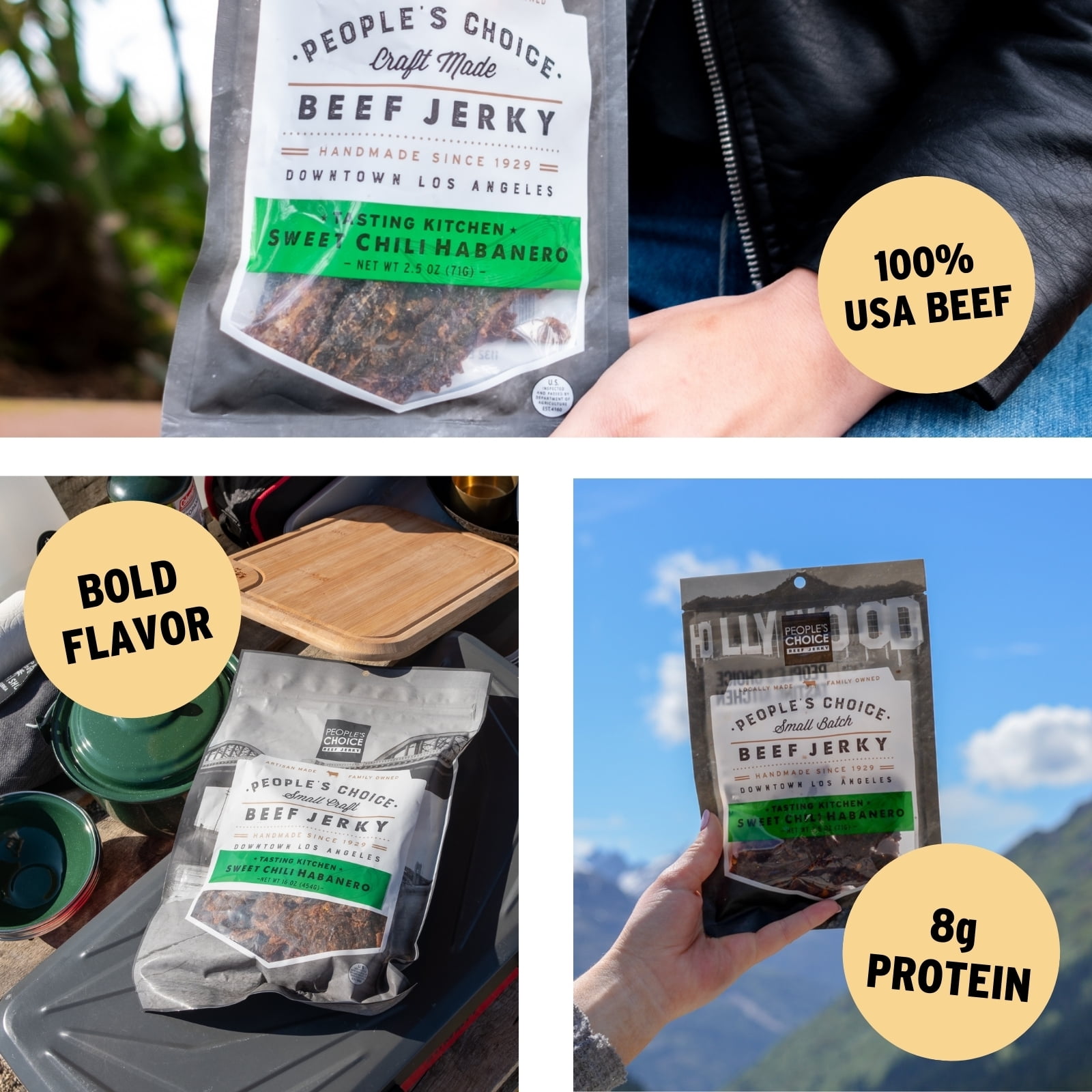 People's Choice Beef Jerky - Tasting Kitchen Small Batch - Sweet Chili Habanero - 1 Pound - 1 Bag
