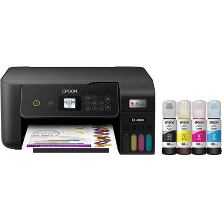 Epson EcoTank ET-2800 Wireless Color All-in-One Cartridge-Free Supertank Printer with Scan and Copy ? The Ideal Basic Home Printer - Black