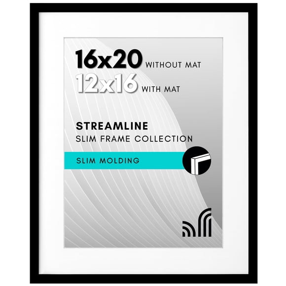 Americanflat 16x20 Picture Frame with Polished Plexiglass - Use as 12x16 Frame with Mat or Display 16x20 Photo Without Mat - Stre