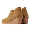 thumbnail image 3 of YDN Women Fashion Almond Closed Toe V Cutout Booties Wedge Low Heel Pull On Ankle Boots Formal Business Office Shoes Size 10.5 Brown, 3 of 3