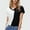 White, variant on QUNYINEY V Neck Women's Tops Casual Colorblock Pullover Short Sleeve Shirts Loose Button Womens Shirts