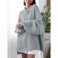 thumbnail image 4 of Autumn Winter Women's Long Sleeved Elegant High Neck Round Neck Bat Oversized Sweater Autumn Ribbed Knit Casual Jacket Tops, 4 of 6