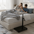 thumbnail image 4 of HENG Co. Adjustable Height C-Shape End Table with Wheels, 360° Swivel Side Table for Small Spaces, Living Room, Bedroom, Kitchen, Easy Glide Rolling Coffee Table, 4 of 8