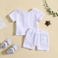 thumbnail image 4 of XBASW Newborn Baby Boys Shorts Set Toddler Infant Boys Button-Down Shirt Tops + Shorts with Pockets Summer Cotton Linen Outfit 2PCS Size 0-3T, 4 of 9