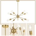 thumbnail image 5 of Lámpara colgante moderna, lámpara colgante de latón industrial vintage de 10 luces, altura ajustable, para dormitorio, sala de estar, cocina, loft, pasillo, comedor, bar RUIOIU, 5 of 5