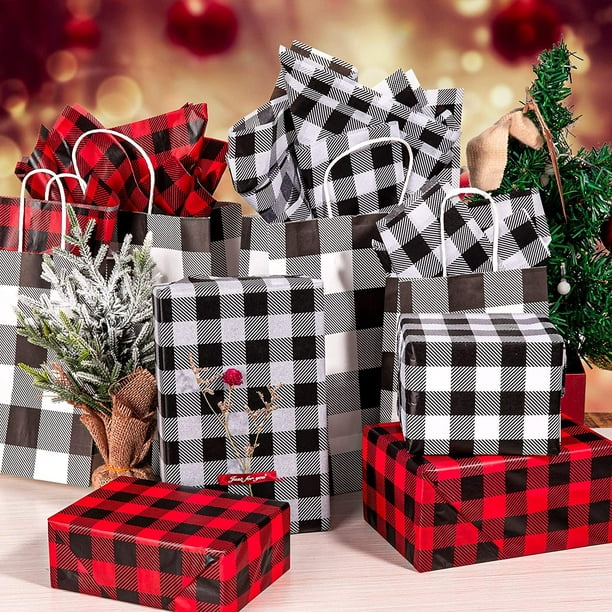 5 Pièces-décorations De Boîte-cadeau De Noël À Carreaux De Buffle