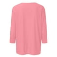 thumbnail image 5 of Camiseta básica de verano informal de color liso con cuello en V para mujer - Poliéster, manga 3/4, aberturas laterales - S-XXL, 5 of 5