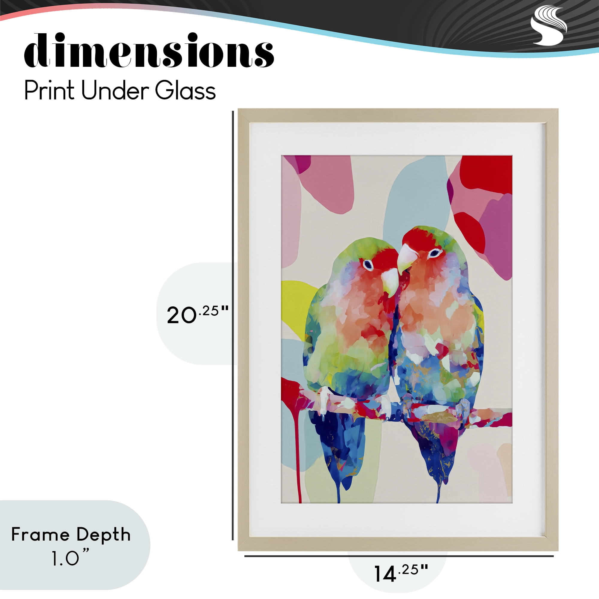 Stupell Industries Lovebirds on a Branch Birch Framed Print Under Glass, design by Chromatic Storm Studio