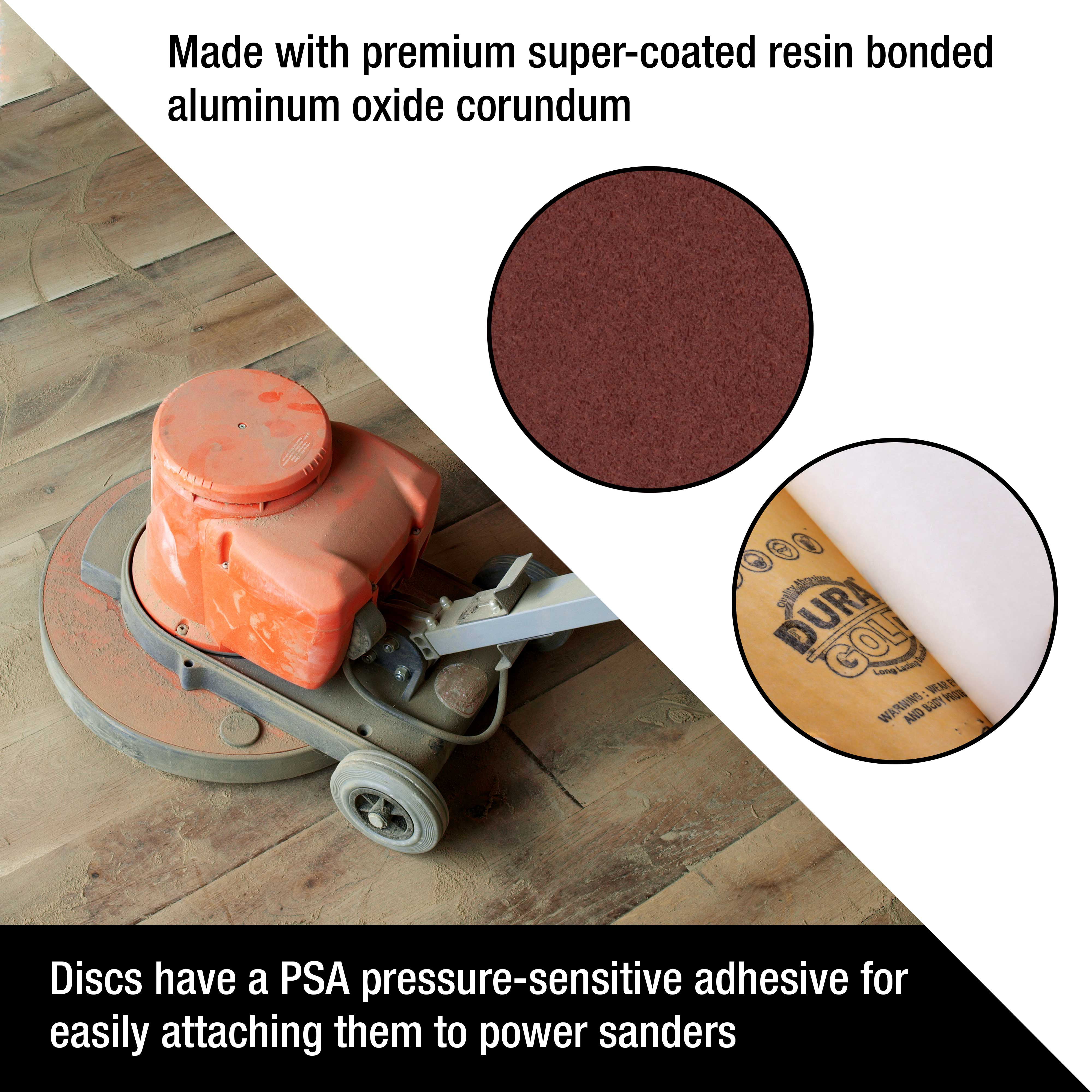 Fast Cutting Aluminum Oxide Abrasive - Sandpaper Discs with PSA Self Adhesive Stickyback Floor Box of 8 180 Grit Woodworking Sander Automotive Drywall Dura-Gold Premium 10 Sanding Discs 