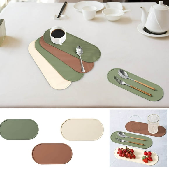 Cagogo under $5 3Pcs Kitchen Silicone Mat, European Style Kitchen Countertop Mat, Non-Slip Oil Proof Placemat, Thermal Insulation Table Protector, Waterproof Kitchen Accessories