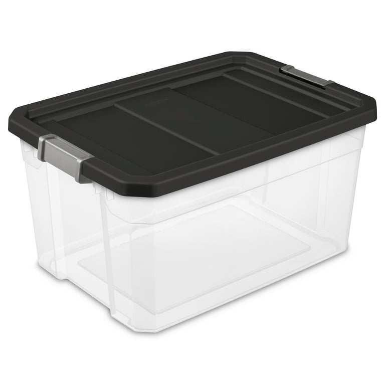 Sterilite 19 Gallon Stacker Plastic Storage Box, Black, 2 Count 