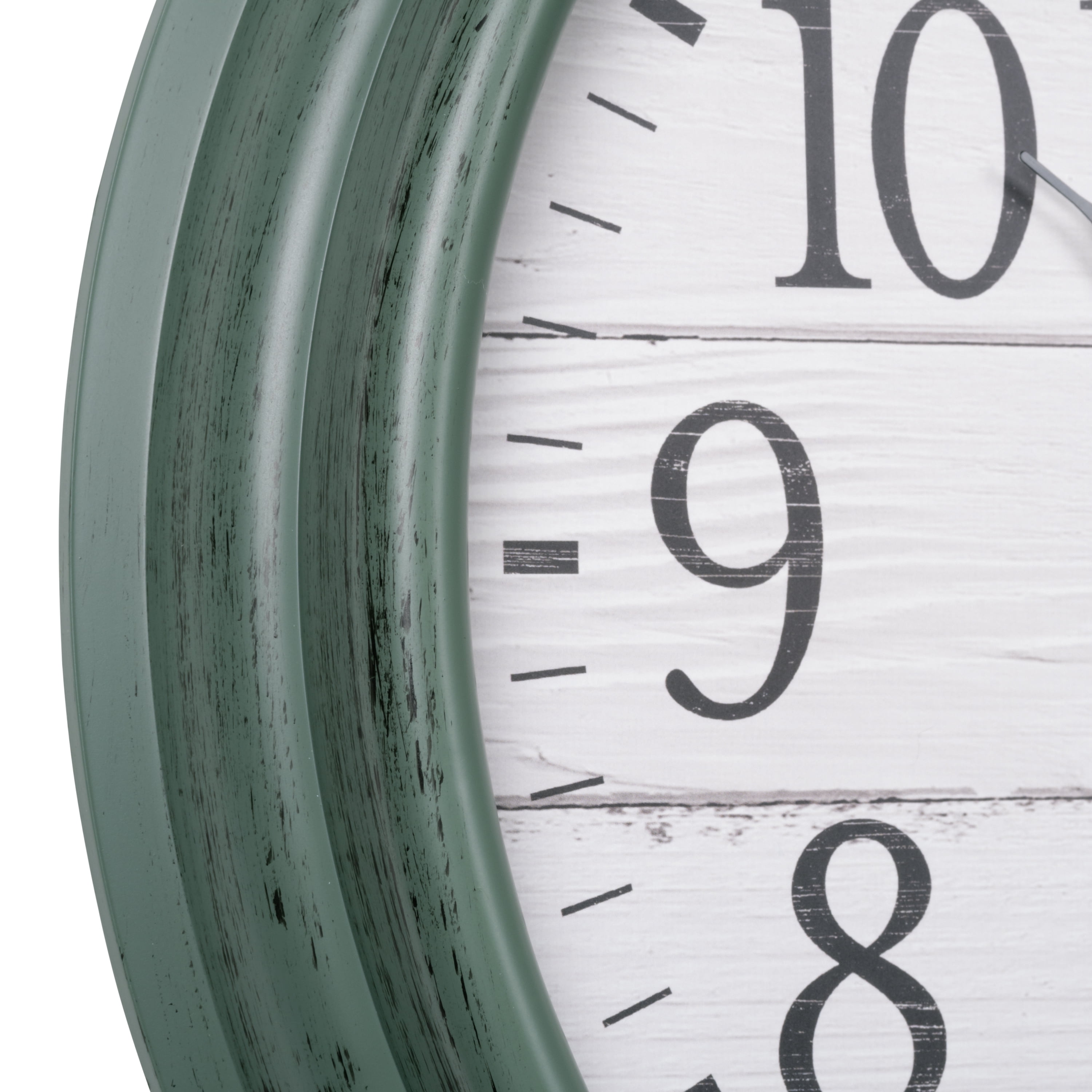 La Crosse Technology 15.75 In. Indoor/Outdoor Quartz Sagebrook Green Wall Clock with Temperature, 404-3840SG