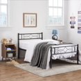 thumbnail image 2 of VECELO 3-Piece Bedroom Sets Metal Bed Frame and 2 Brown Nightstands, 2 of 8