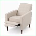 thumbnail image 5 of Recliners, Mid-Century Modern Pushback Fabric Recliner with Thicker Seat Cushion, Espresso Birch Legs | Wheat Color | Compact Size, 5 of 7