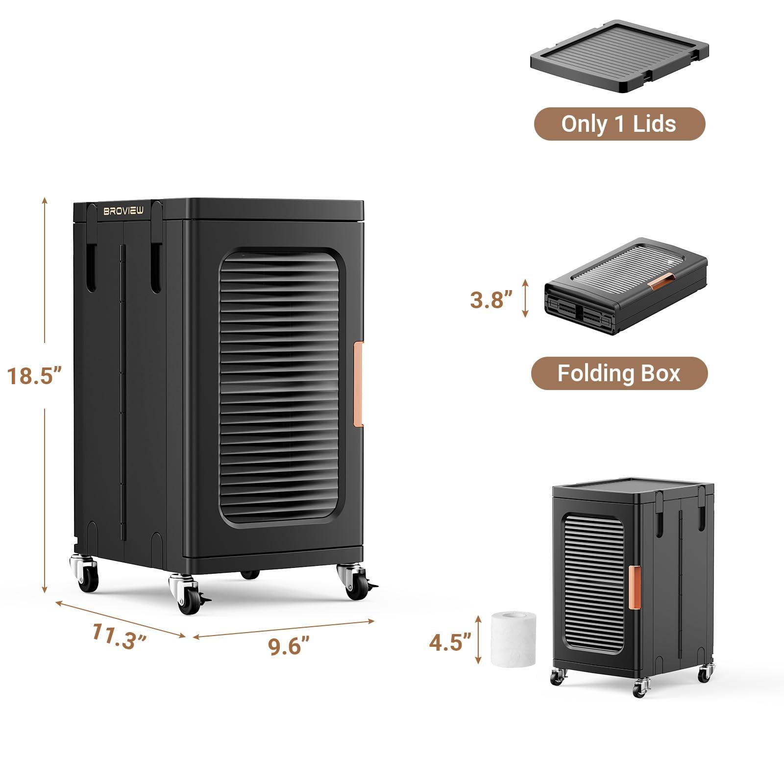 BROVIEW 1-Tier Tall Narrow Storage Cabinet Organizer, Slim Bathroom Cabinets with Doors and Shelves Adjustable, Plastic Kitchen Pantry Organizers and Storages for Small Space, Laundry, Black