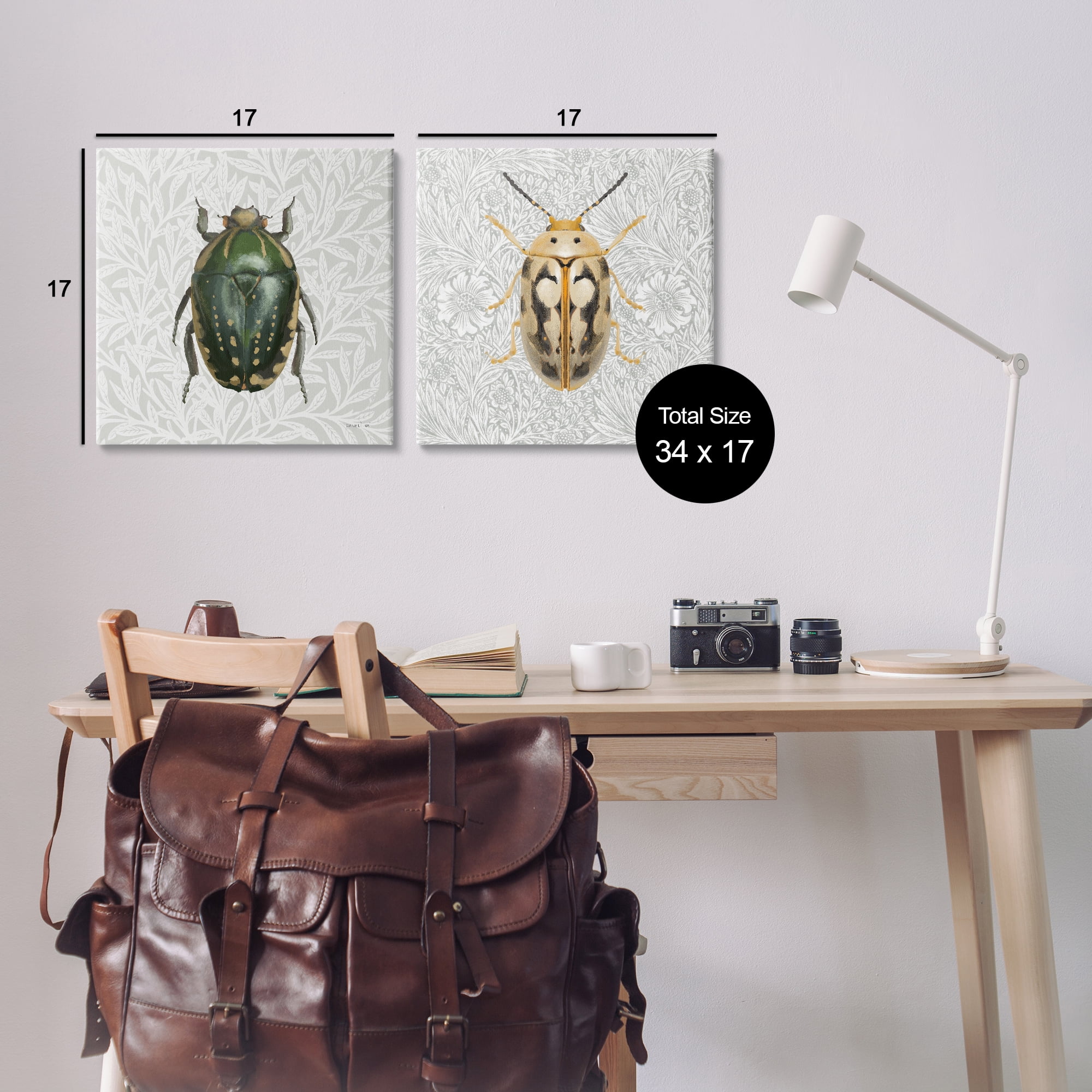 Stupell Industries Beetle Insect Portrait Animals Painting Wrapped Canvas Art Print Wall Art, 17 x 17, Set of 2