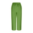 thumbnail image 5 of Children's Ice Silk Wrinkle Pants Loose Wide Leg Daily Thin Trousers Elastic Waist Drawstring Full Length Pant Yellow 14 Years, 5 of 7