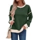 thumbnail image 2 of Sudadera Informal de Larga para Mujer, Cuello Redondo, Holgada, , con Ribete en Contraste. Verde L, 2 of 9