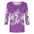 thumbnail image 2 of Camisetas de Manga Corta para las Mujeres Retro Cuello Redondo Pascua Impreso Suelto Top, Ligero Poliéster 3/4 Camiseta de Manga para el Desgaste Casual, Diario Y de Primavera, 2 of 4